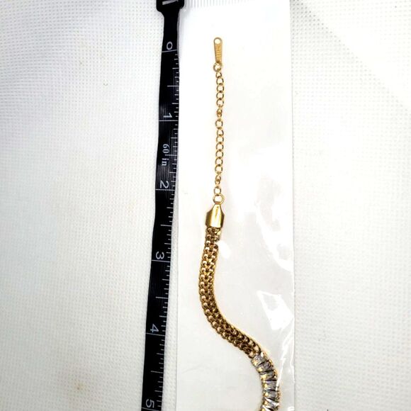 Gold Plated Stainless Steel Bracelet with CZ - 6-8 inches - New - Picture 7 of 7